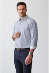 Non Iron Twill Stripe Shirt Navy