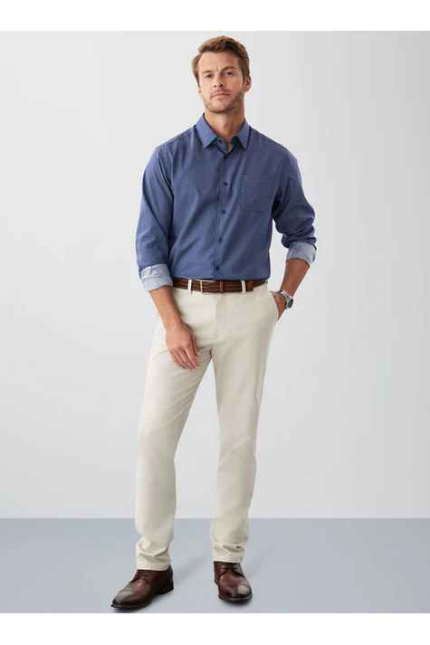 Easy Care Geo Print Shirt Navy