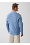 Cotton Textured Crew Blue