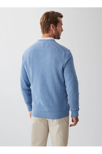 Cotton Textured Crew Blue
