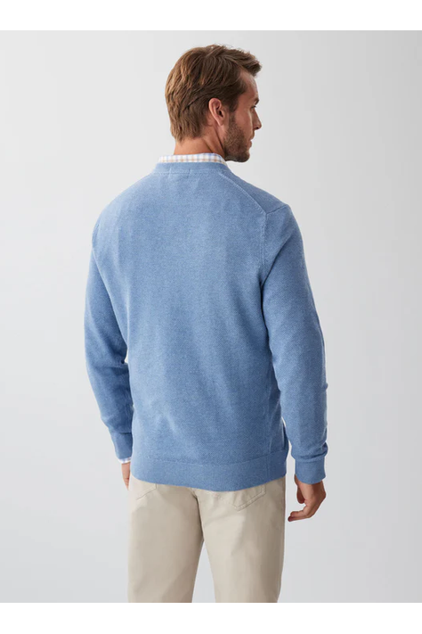 Cotton Textured Crew Blue