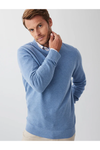 Cotton Textured Crew Blue