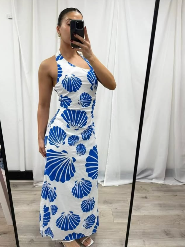 Charlotte Shell Dress Blue/White