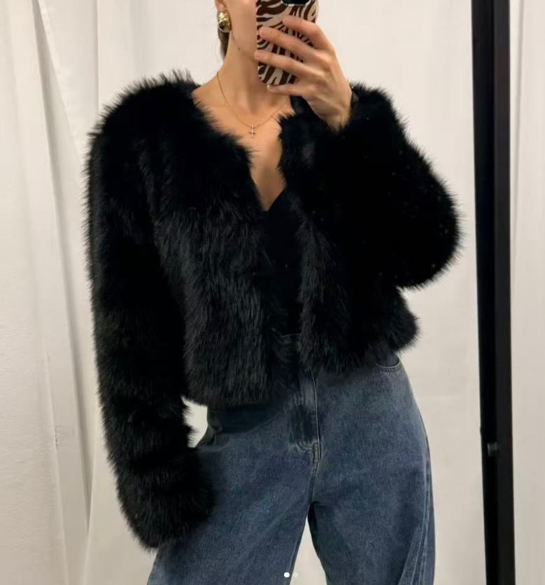 Daisy Faux Fur Jacket Black