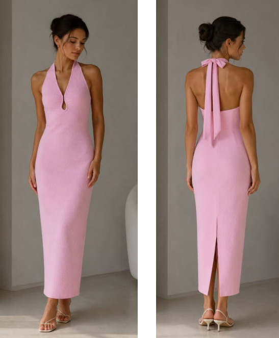 Sloane Halter Dress Pink