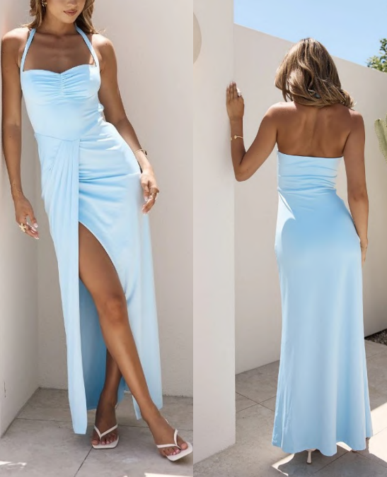 Olive Halter Dress Blue