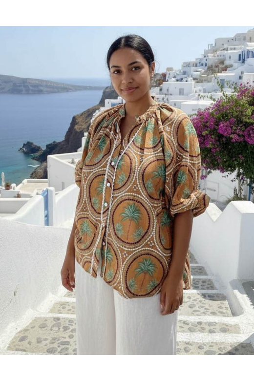 Palm Print Shirt Cinnamon
