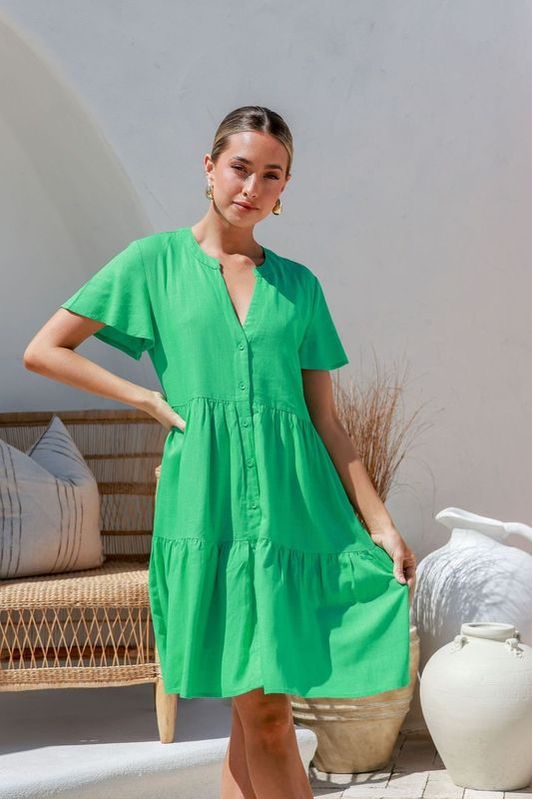 Sofia Linen Dress Green
