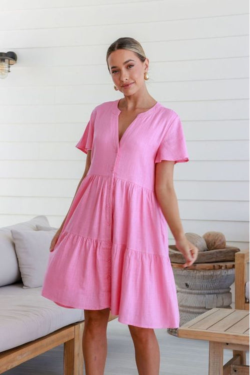 Sofia Linen Dress Pink