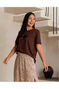Star Sequin Tee Chocolate