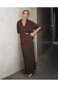 Textured Maxi Skirt Chocolate