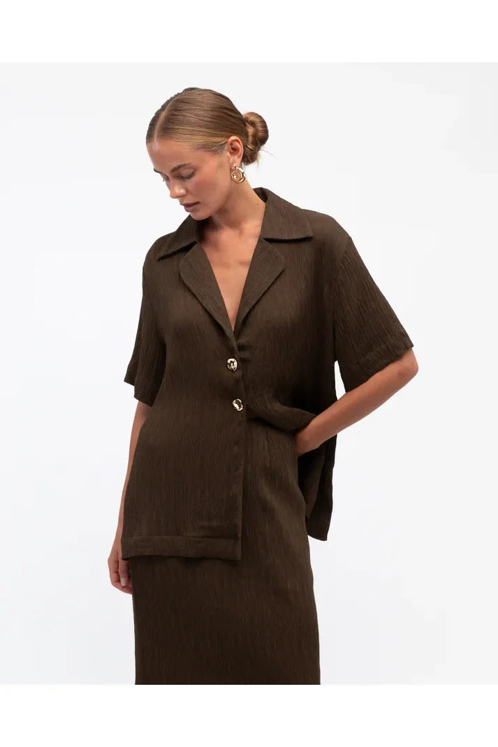 Textured Shirt Chocolate