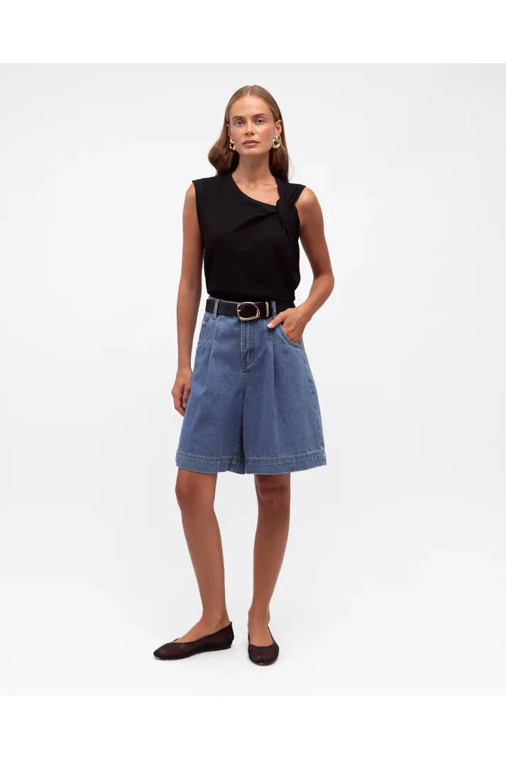 Twist Detail Tank Top Black