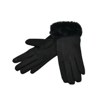 Faux Fur Cuff Gloves Black