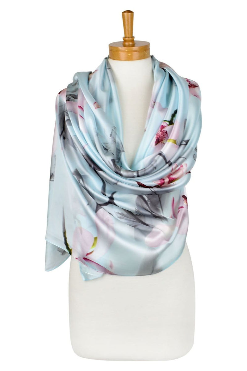 Magnolia Flower Scarf Baby Blue