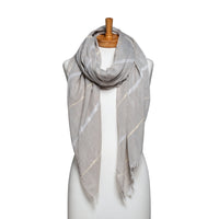 Plain Lurex Strip Scarf Grey