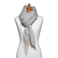 Plain Lurex Strip Scarf Grey
