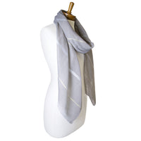 Plain Lurex Strip Scarf Grey
