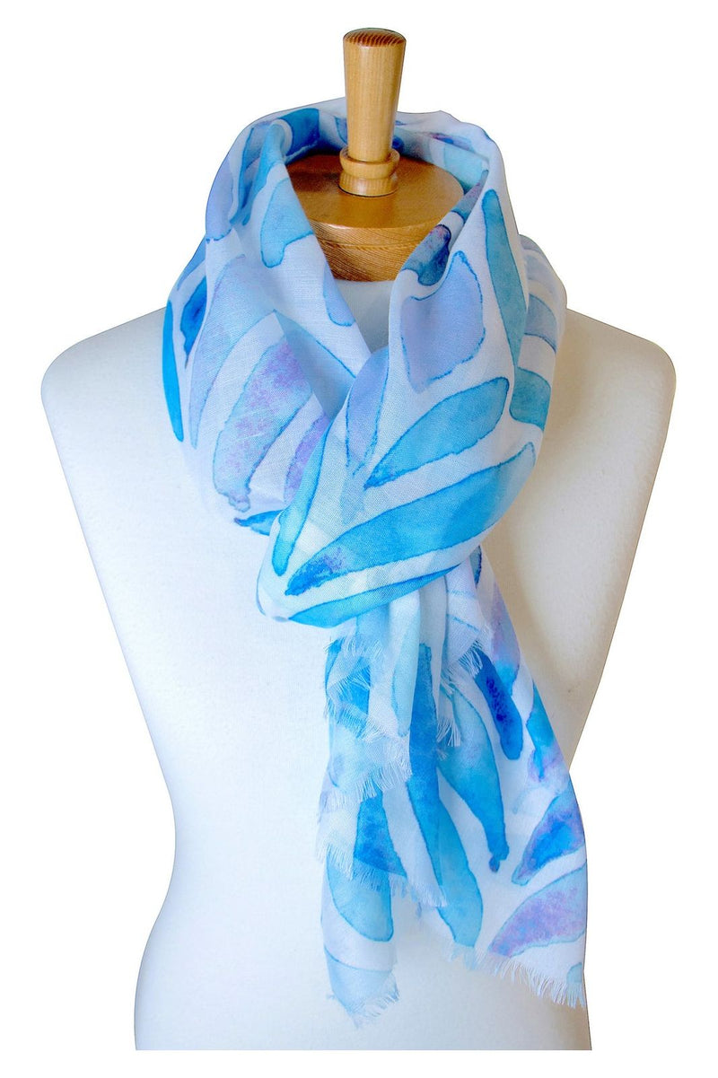 Abstract Leaves Scarf Blue