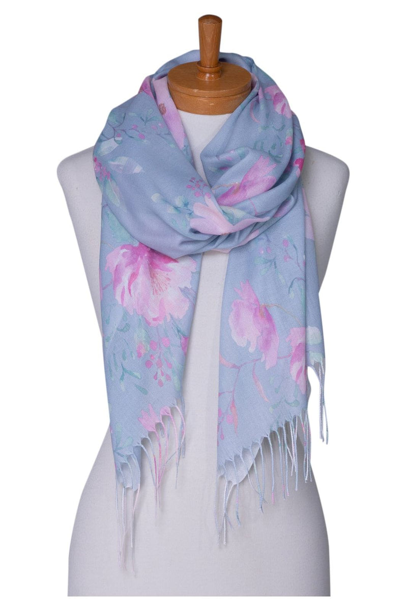Floral Garden Scarf Light Grey