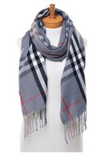 Xavier Check Scarf Grey