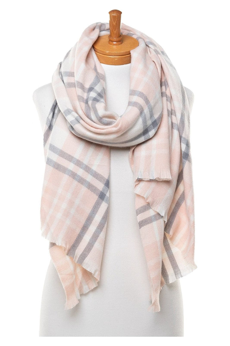 Thin Plaid Scarf Winter Pink