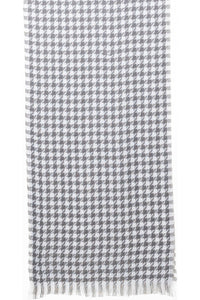 Small Narrow Houndstooth Scarf Grey