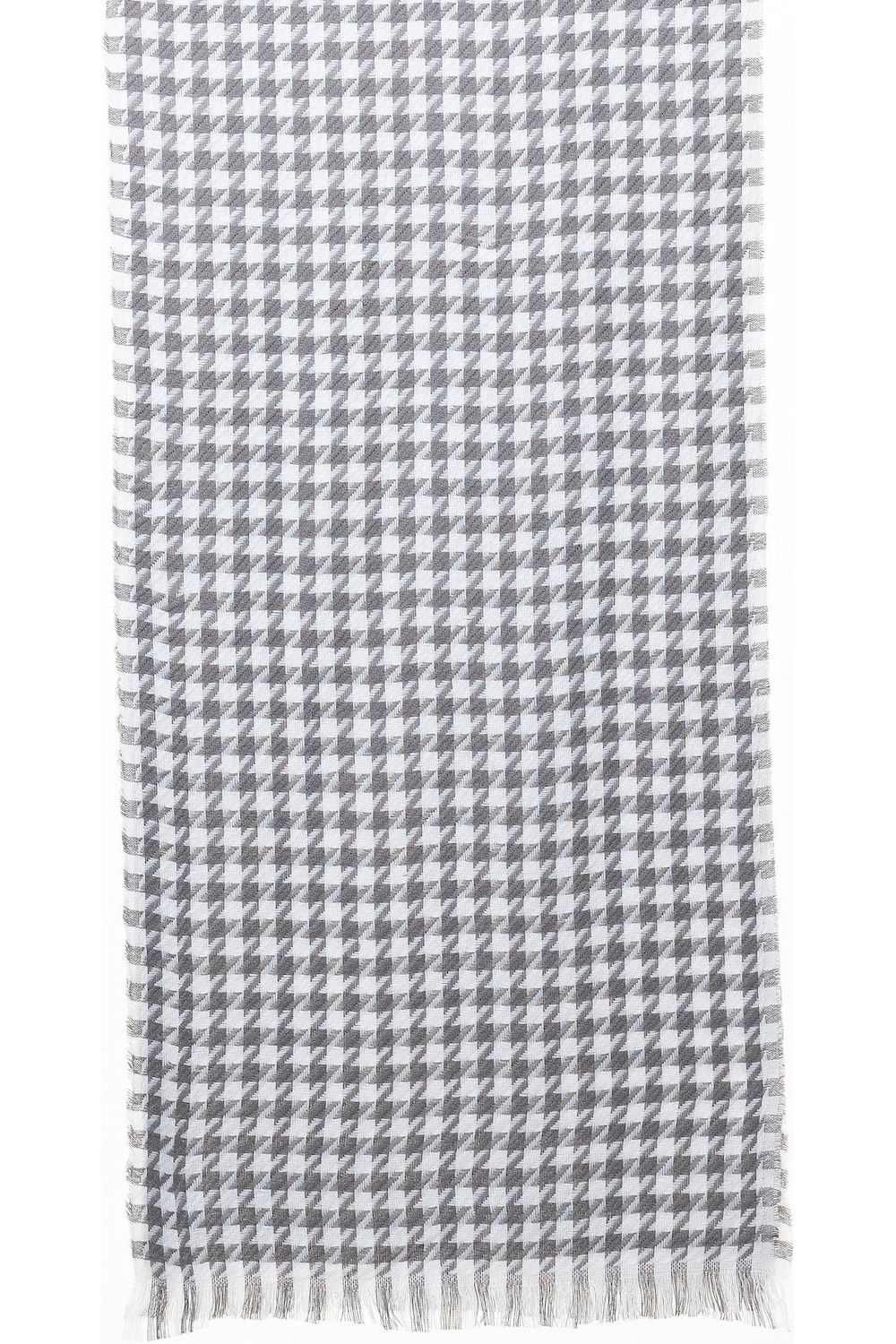 Small Narrow Houndstooth Scarf Grey