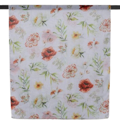Watercolour Flowers Scarf White