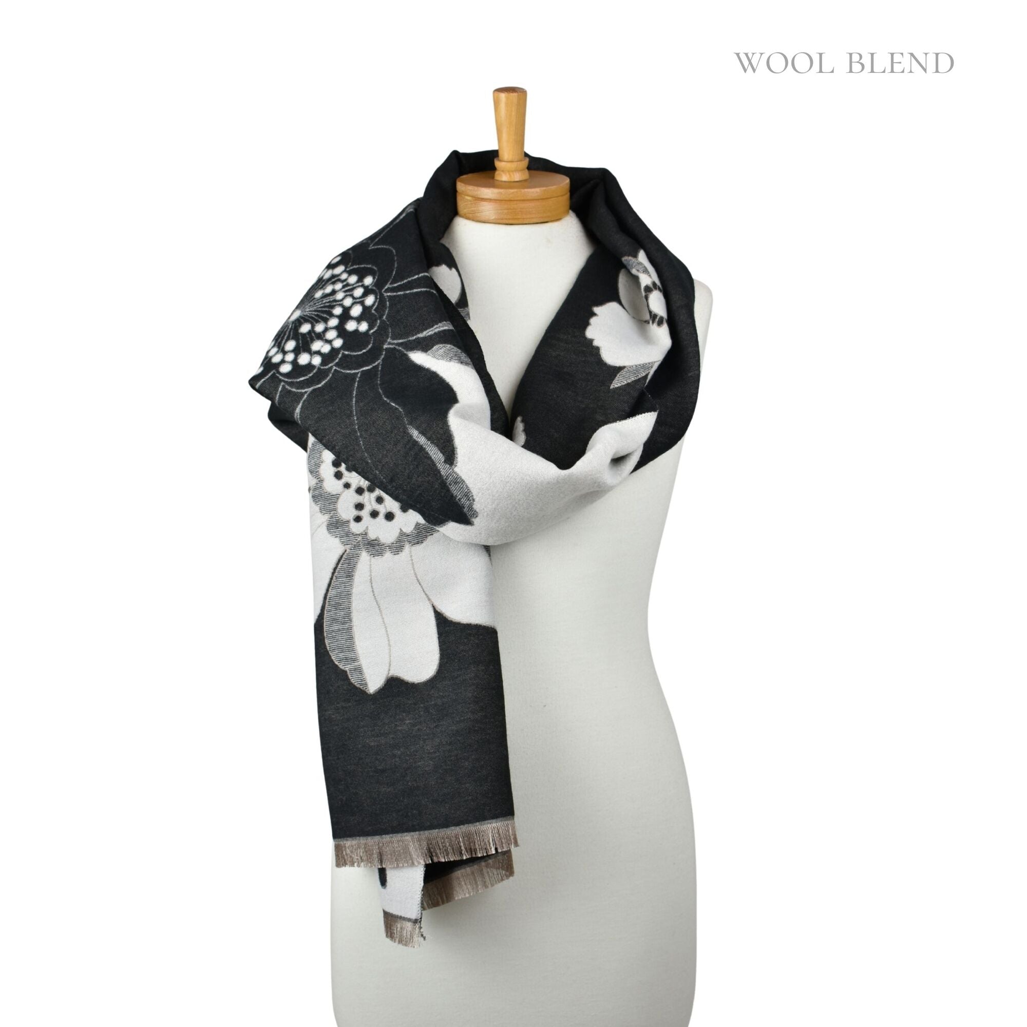 Reversible Floral Scarf Black