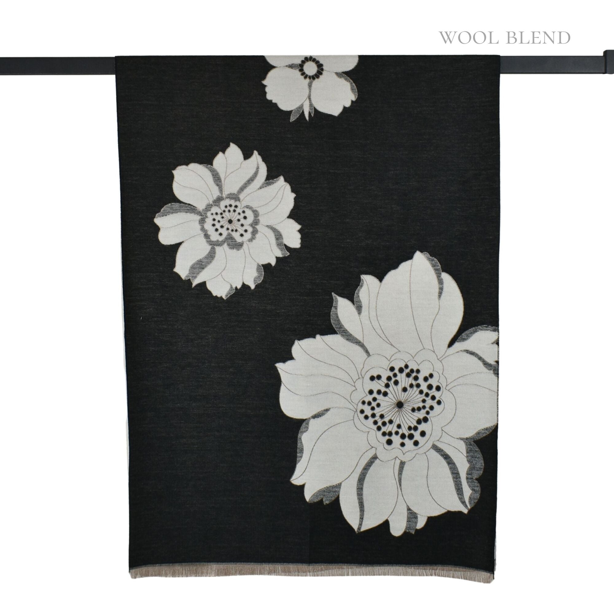 Reversible Floral Scarf Black