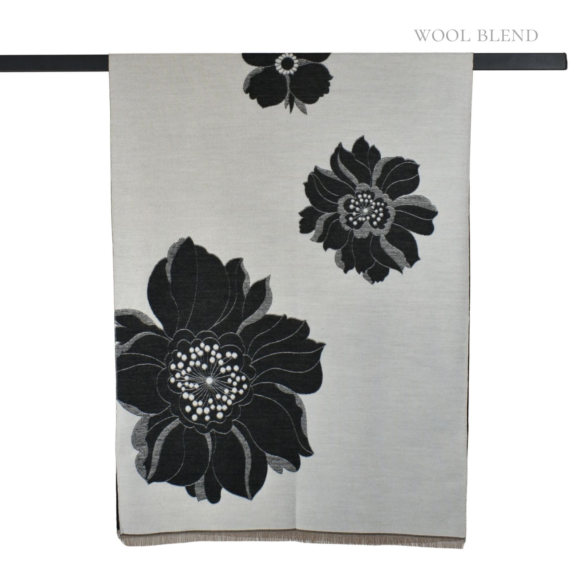Reversible Floral Scarf Black