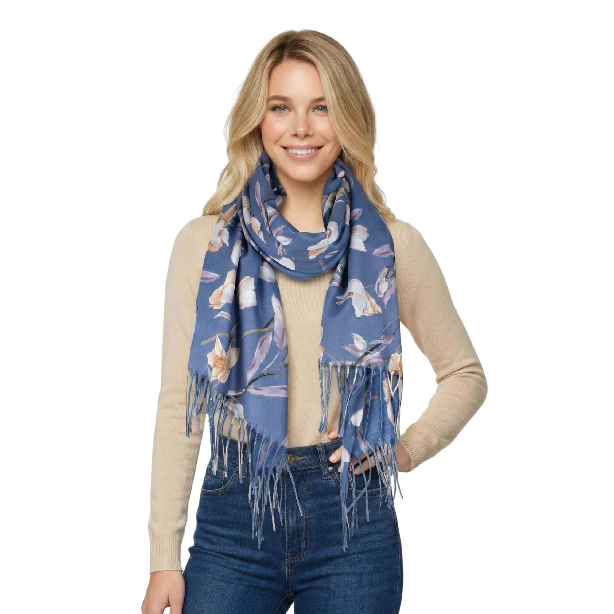Magnolia Garden Scarf Cobalt Blue