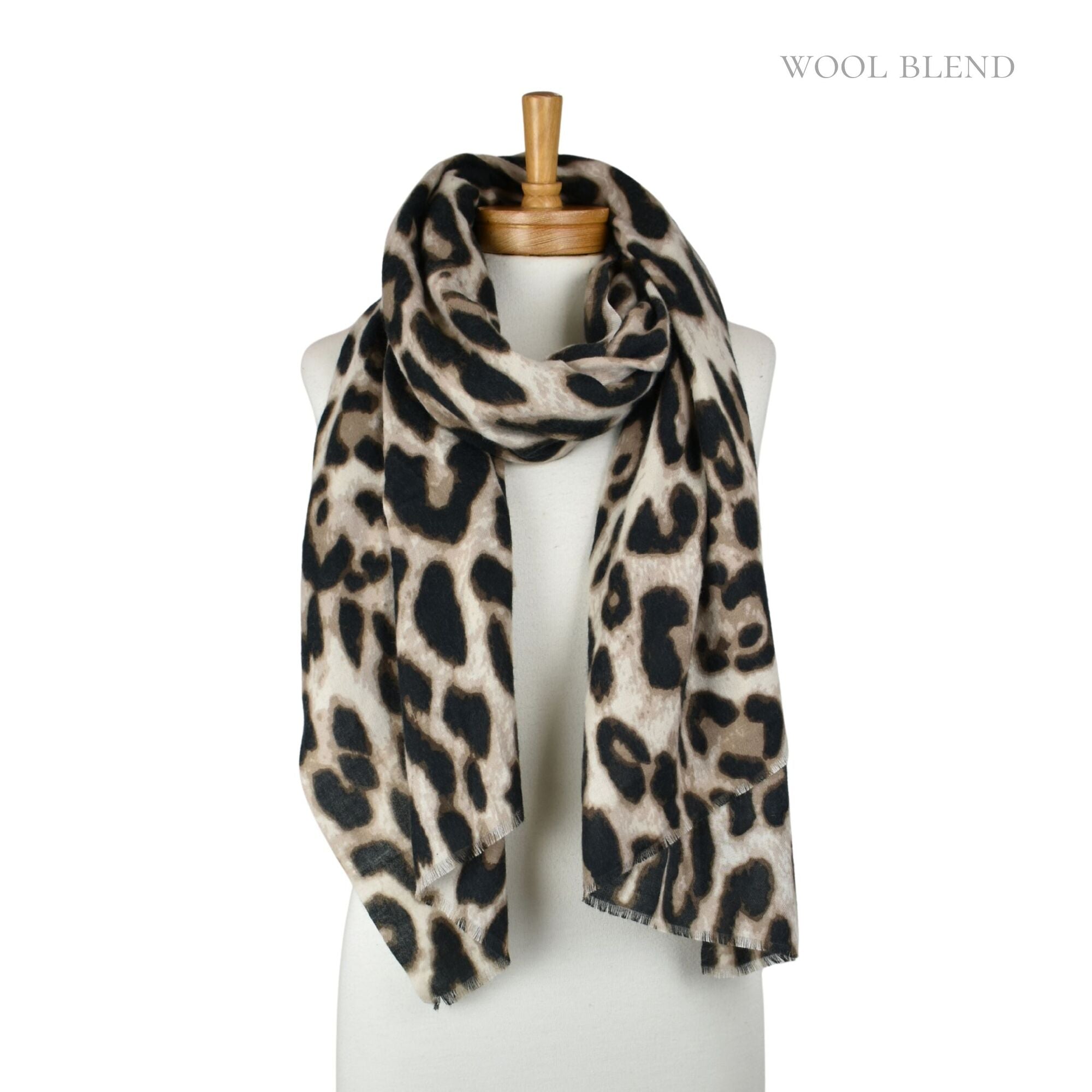 Luxe Leopard Scarf Beige