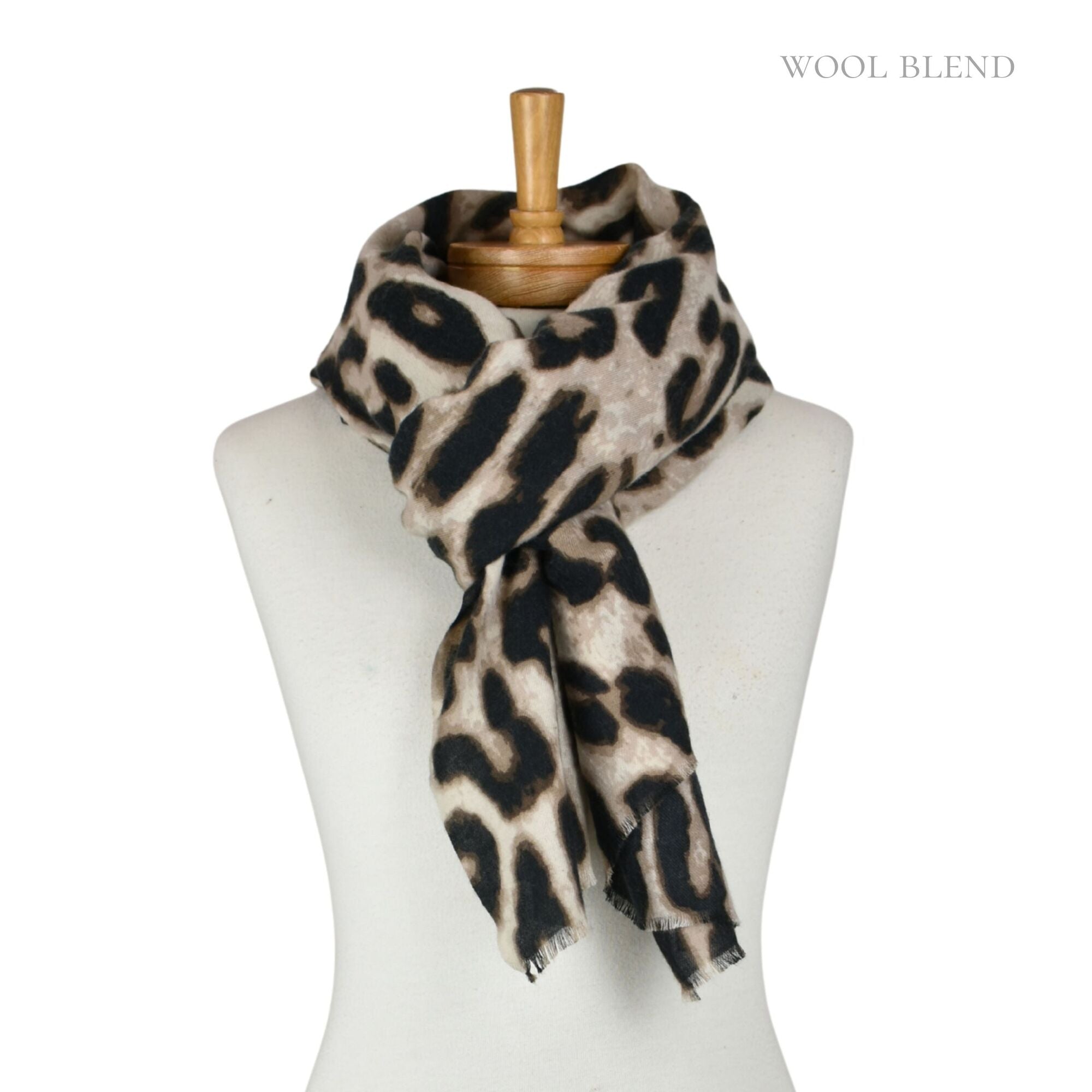 Luxe Leopard Scarf Beige