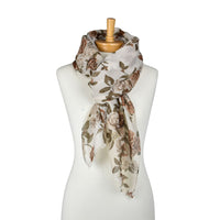 Vintage Rose Garden Scarf White/Brown