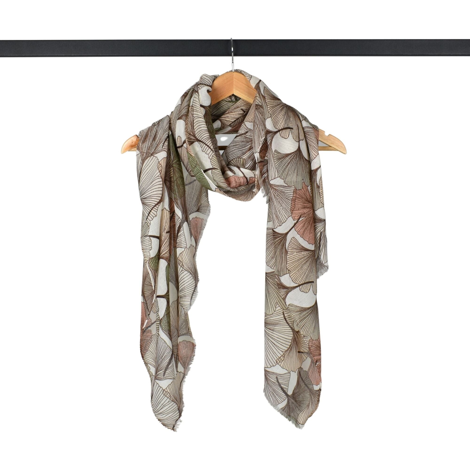Ginkgo Leaf Scarf Brown
