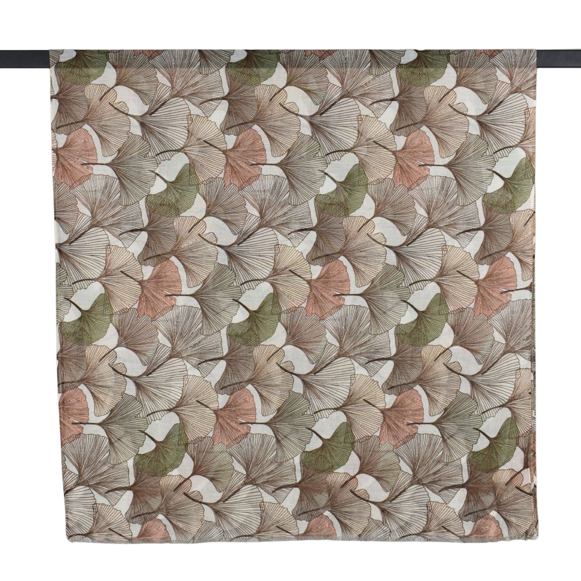 Ginkgo Leaf Scarf Brown