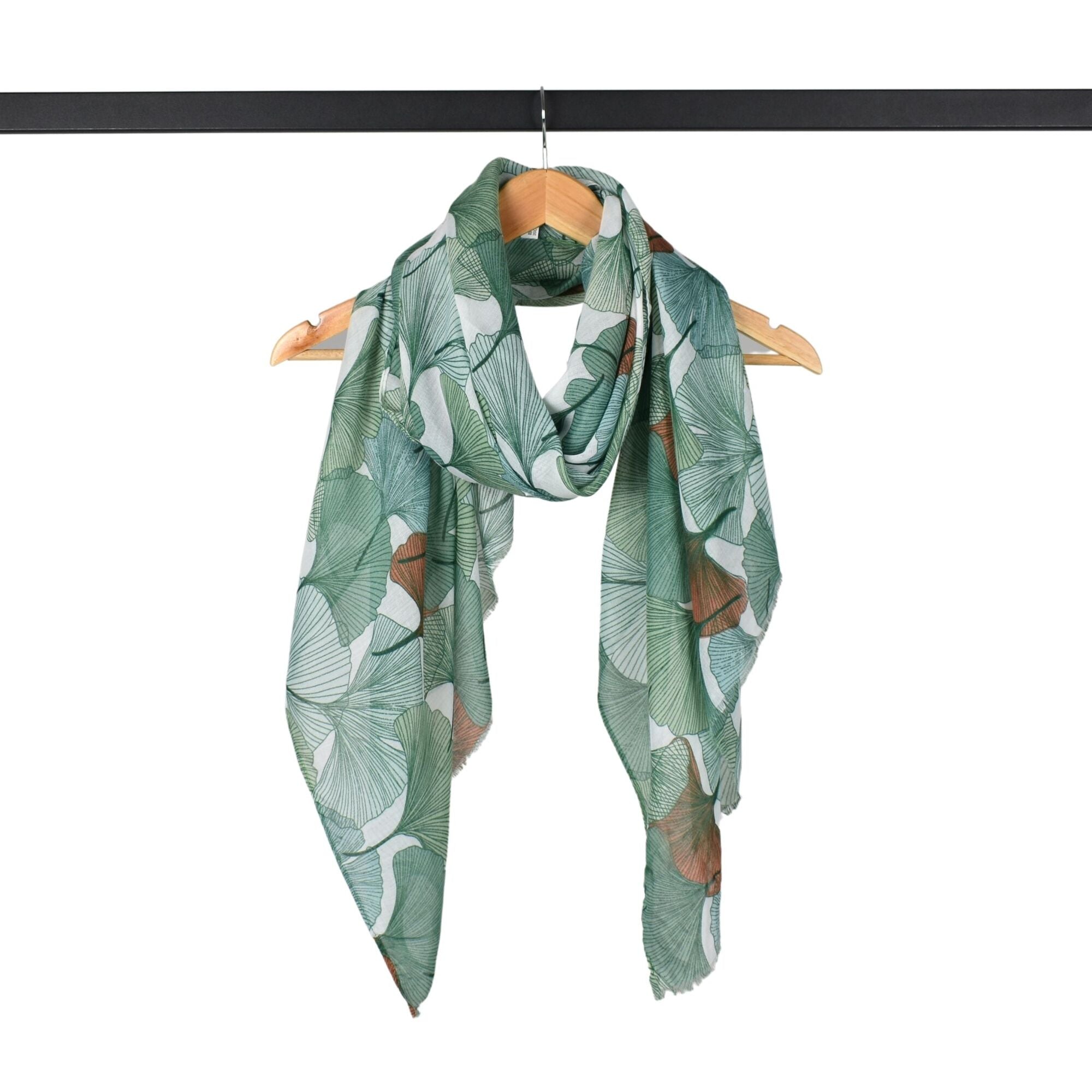 Ginkgo Leaf Scarf Green