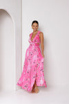 Laila Pleated Ruffle Maxi Dress Hot Pink