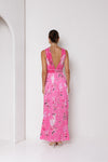 Laila Pleated Ruffle Maxi Dress Hot Pink