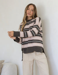 Bedford Multi Stripe Knit Peach/Choc