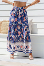 Cece Floral Maxi Skirt Navy