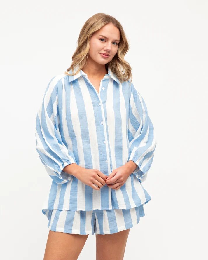 Olivia Stripe Shirt Blue