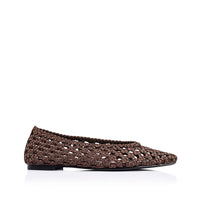 Evan Woven Ballet Flate Chocolate