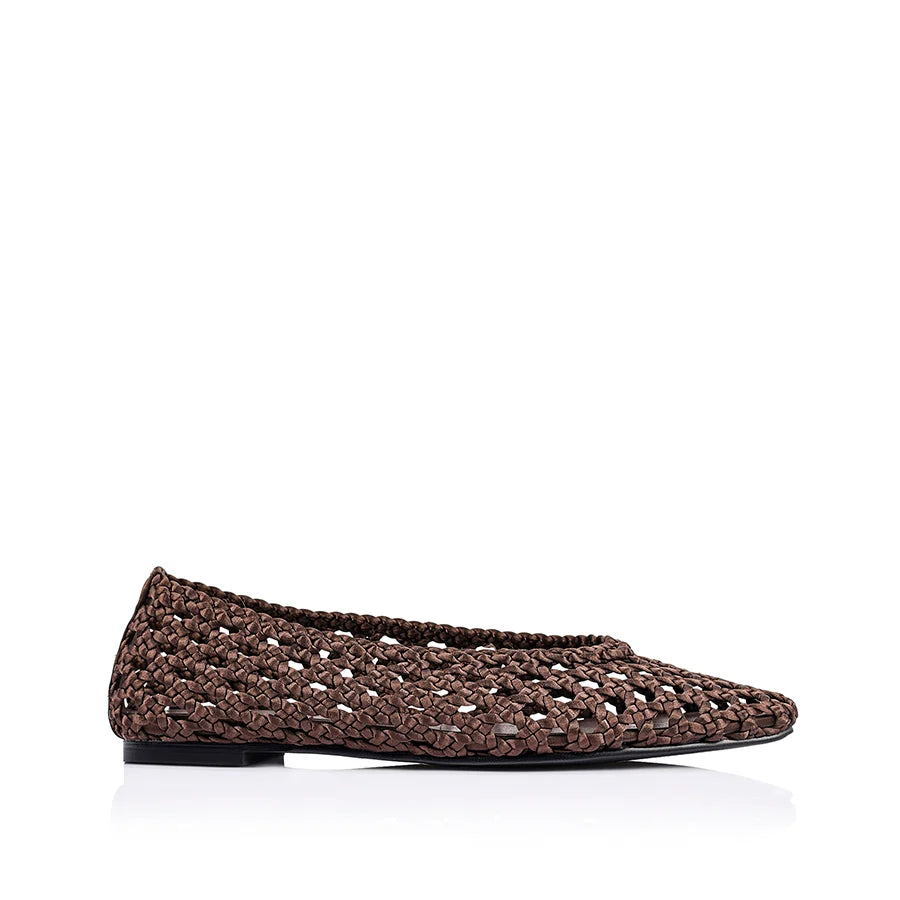 Evan Woven Ballet Flate Chocolate