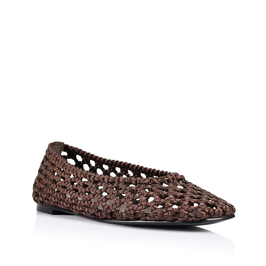 Evan Woven Ballet Flate Chocolate