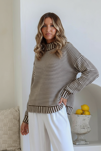 Billie Stripe Knit Chocolate/Stripe