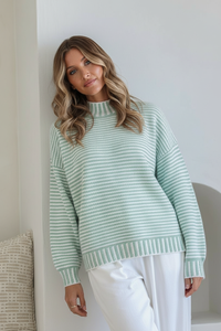 Billie Stripe Knit Sage/Stripe
