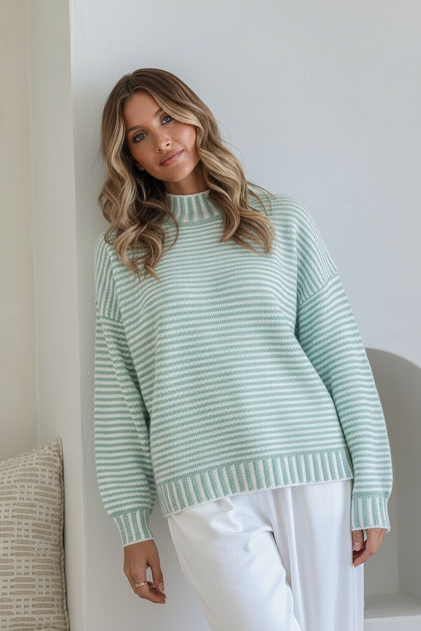 Billie Stripe Knit Sage/Stripe